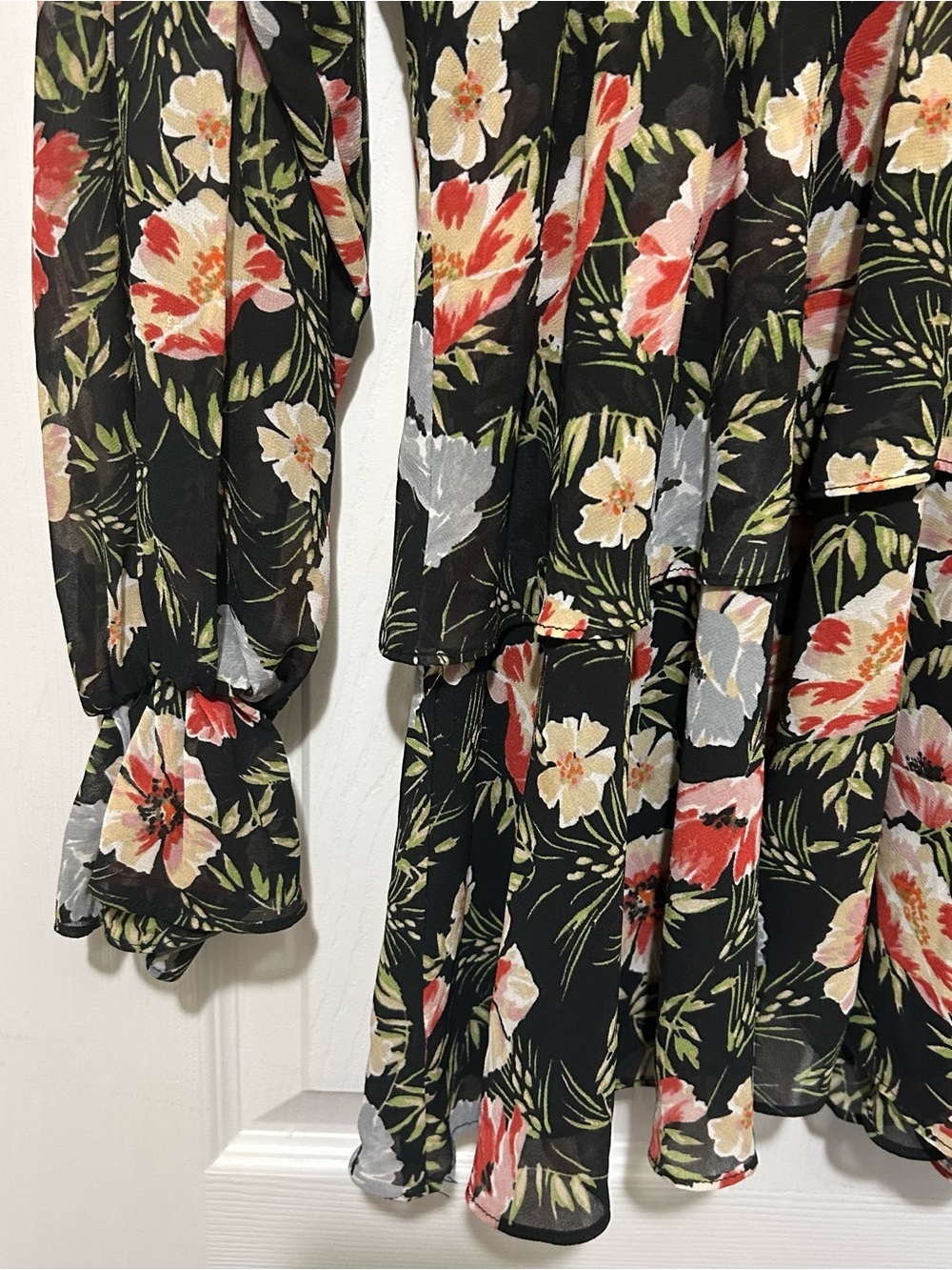 Tularosa Black Floral Mini Dress LBD Vacation Honeymoon Sheer Summer Sz Med - Picture 5 of 14